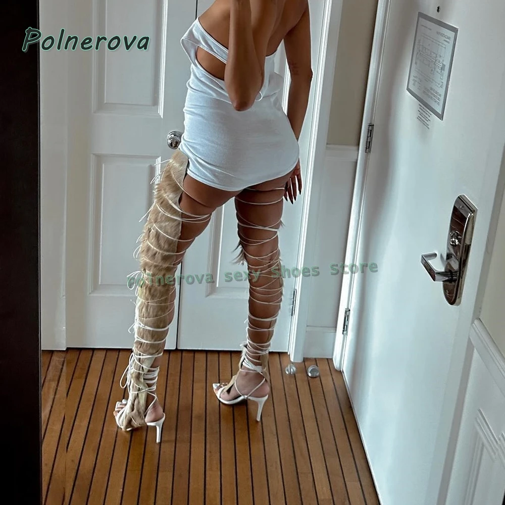 الفراء الصليب تعادل قطع مثير المصارع 2025 الشارع نمط أشار تو خنجر الكاحل حزام المرقعة فتاة حار فوق الركبة التمهيد