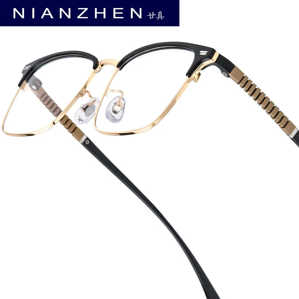NIANZHEN Titanium Alloy Eyeglasses Frame Men Brand Design Glasses Women Ultralight-Weight Retro Square Eyewear Spectacles 99070