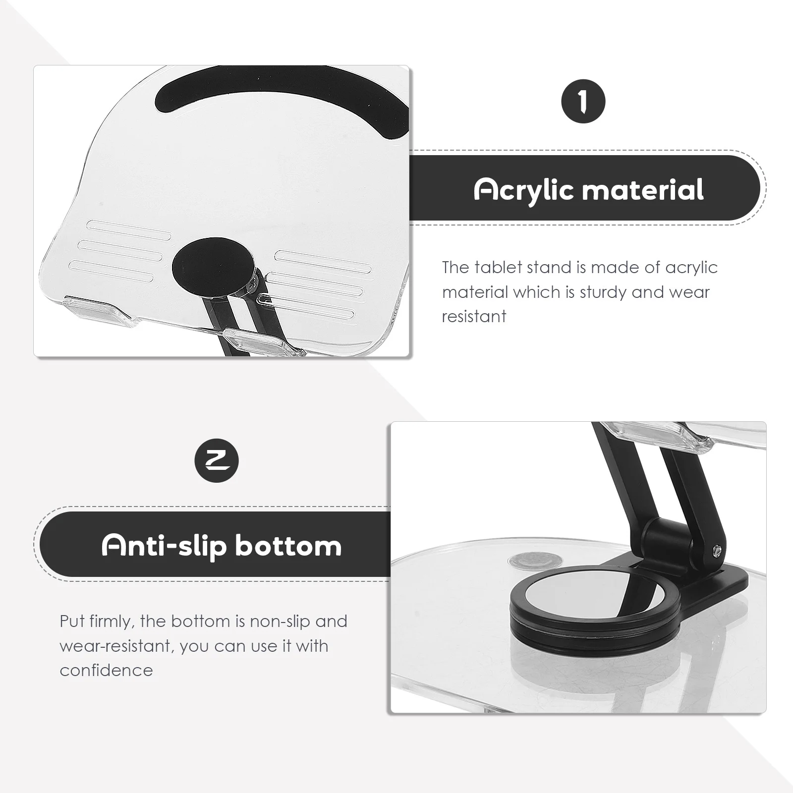 Rotatable Phone Stand Acrylic Adjustable Tablet Holder Foldable Solid Desktop Holder for Home Office Kitchen Use