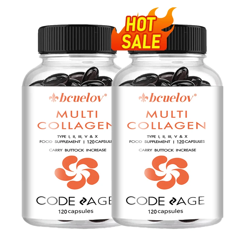 Collagen Complex Capsules, Glutathione Types I, II, III, V, X, for Hair, Skin and Nail Health, 120 Capsules