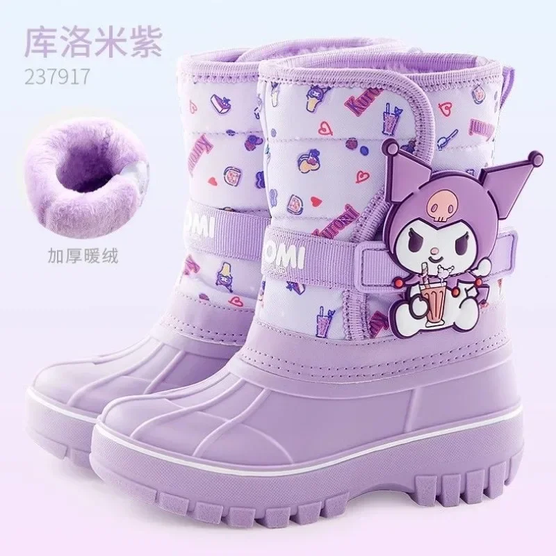 Hello Kitty kuromi Cinnamoroll cartoon mid-kalf waterdichte kinderen warme katoenen laarzen kawaii antislip verdikte snowboots