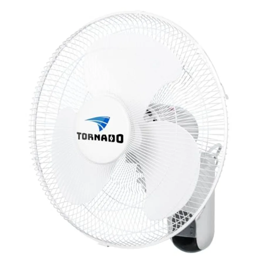 

16 Inch 3 Speed Oscillating Wall Mount Fan for Home, Remote Control Included, Adjustable Tilt 2650 CFM 6 FT Cord UL Safety List