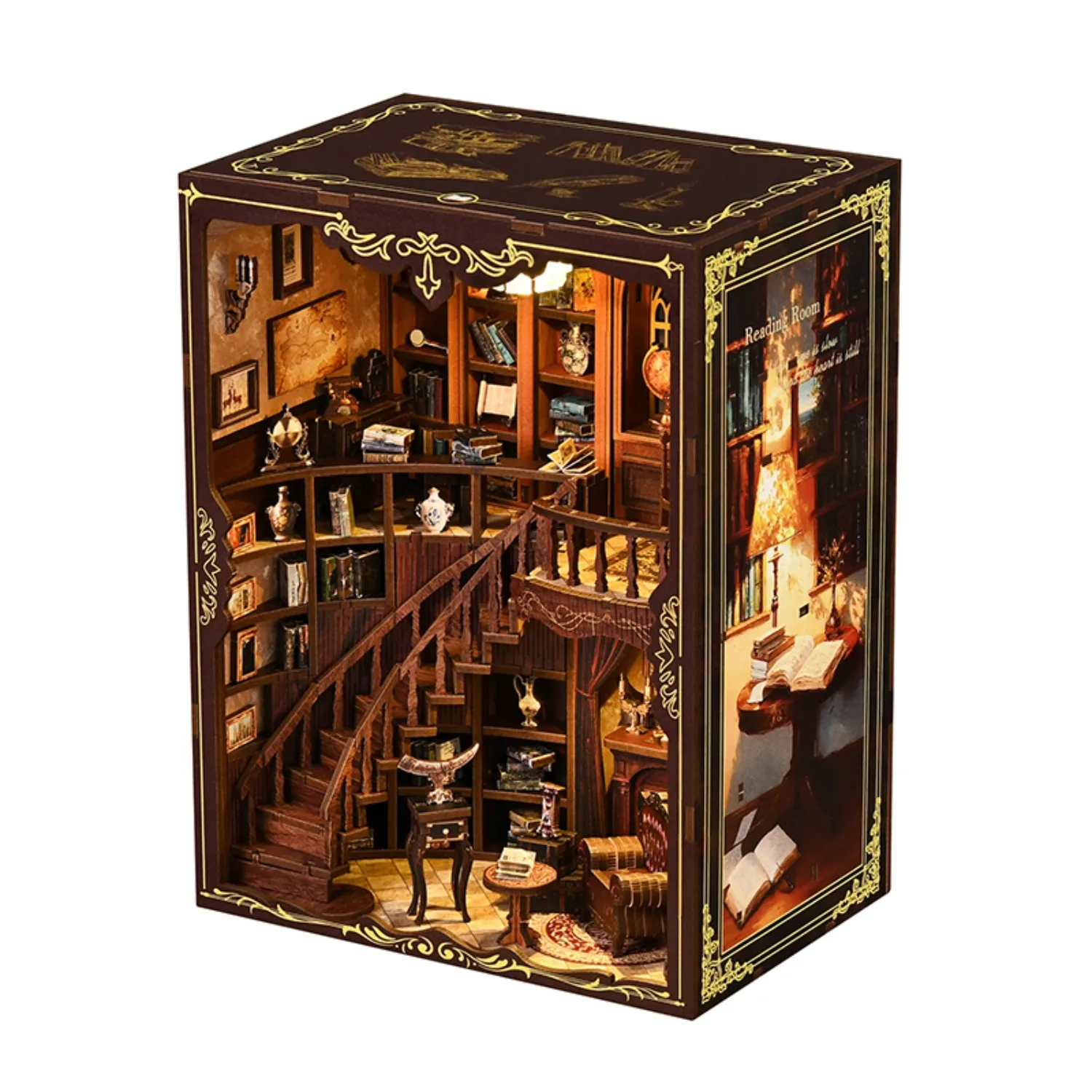 

DIY Miniature House, Ancient Charm Bookstore, Book Stand, Handmade Assembled Wooden Miniature Model, DIY Assembly Toy