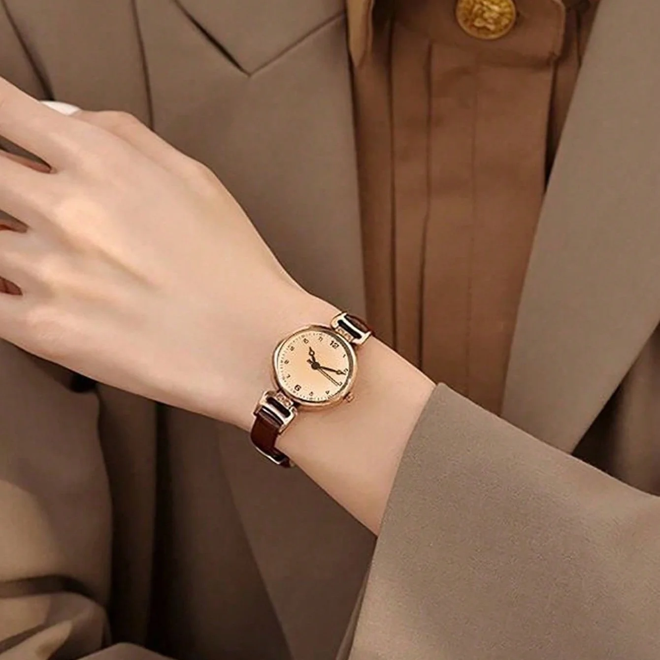 Women's Watch, Quartz Watch, Simple Fashion Casual Watch, Small Elegant Leather Strap, Round Dial