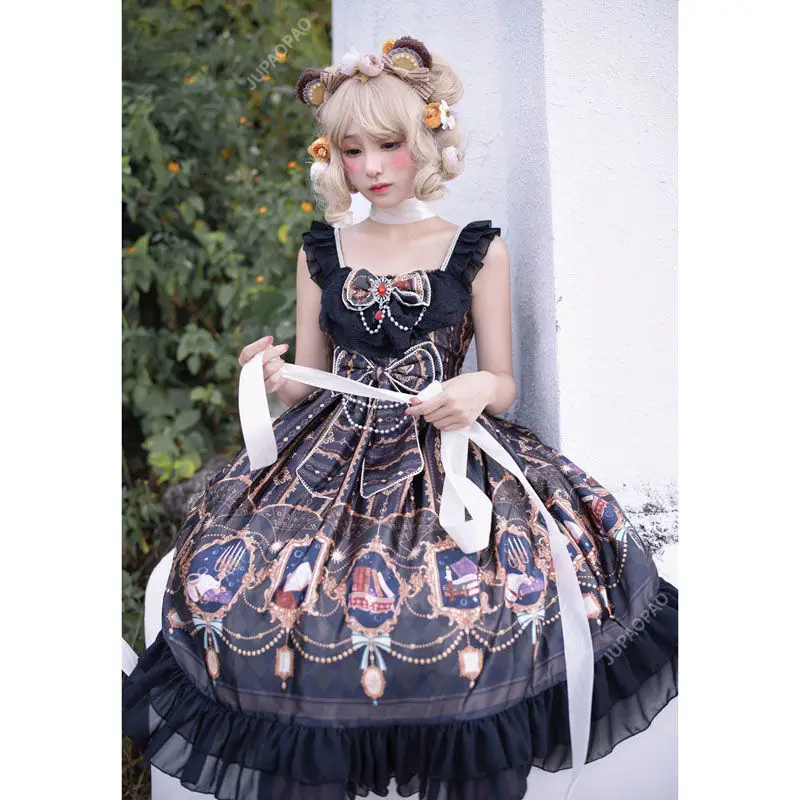 Neue Modelle rosa japanische süße kawaii jsk lolita Erdbeer druck Kleid süß und süß Lolita Kleid süß rot Lolita Kleid