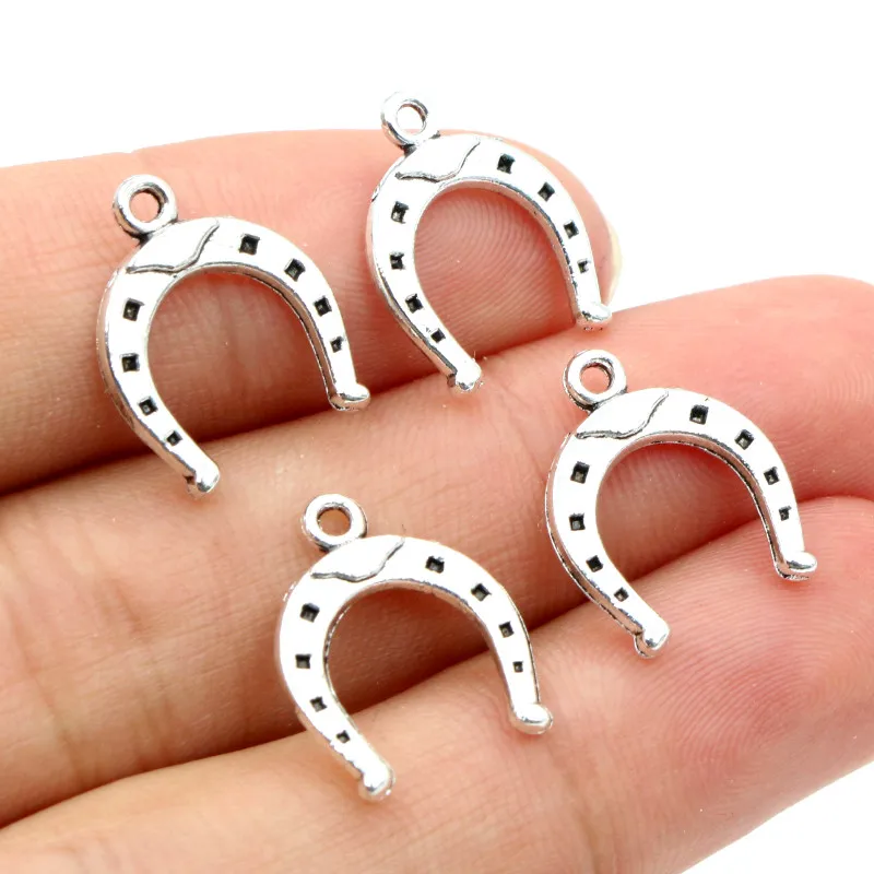 30pcs Charms Lucky Horseshoe Horse 16x13mm Antique Bronze Silver Color Plated Pendants Making DIY Handmade Tibetan Jewelry