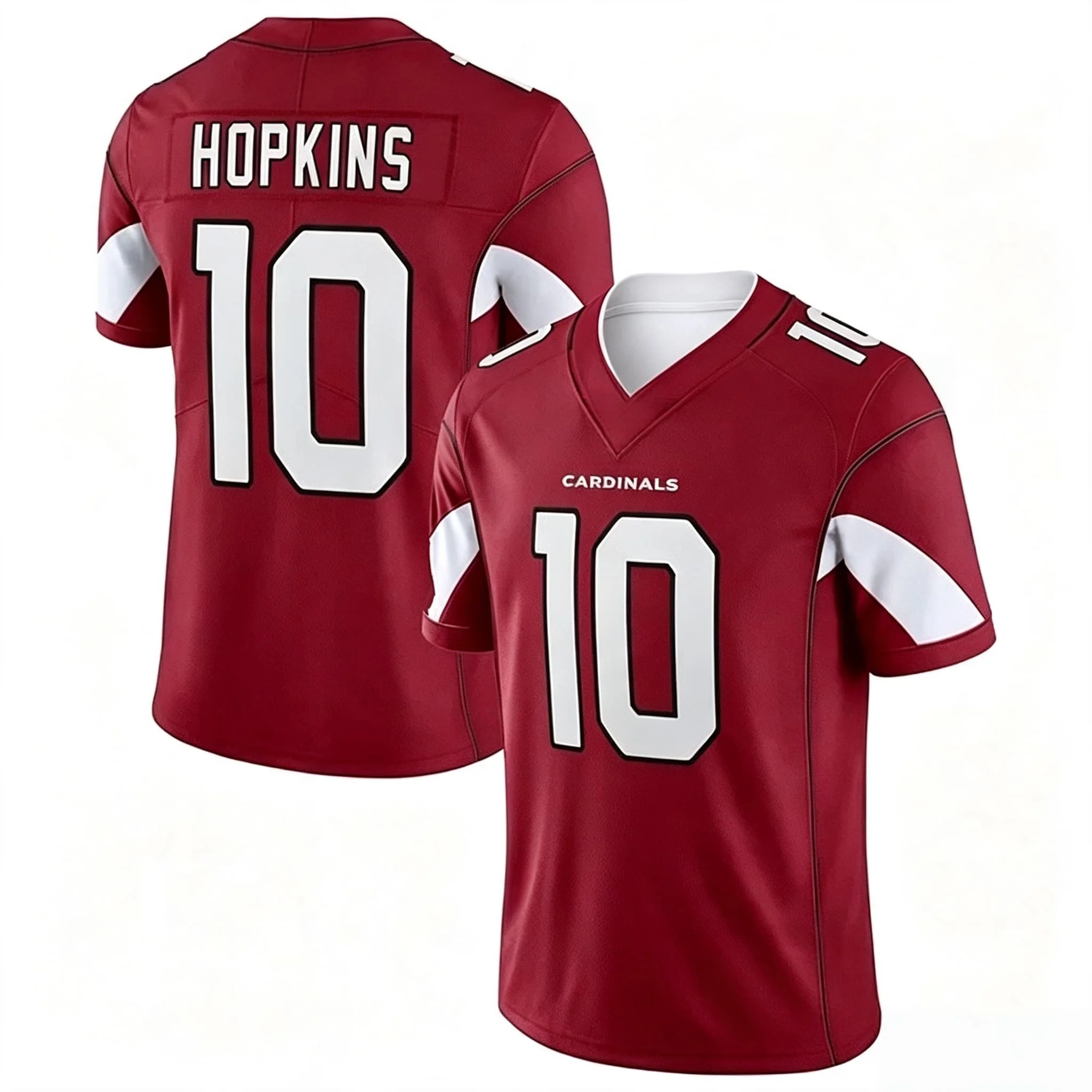 Männer # 10 Hopkins Arizona Cardinals Rotes Heim-Fußballtrikot, weiße Nummer, kurzärmlig, Spiel-Fan-Uniform, passend für die ganze Familie – Detail 4