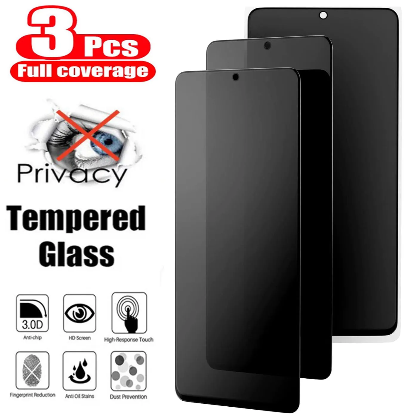 

For Motorola Moto G04 G04S G34 G64 G14 G54 G84 5G,3Pcs Privacy Tempered Glass Anti-Spy Screen Protector 9H