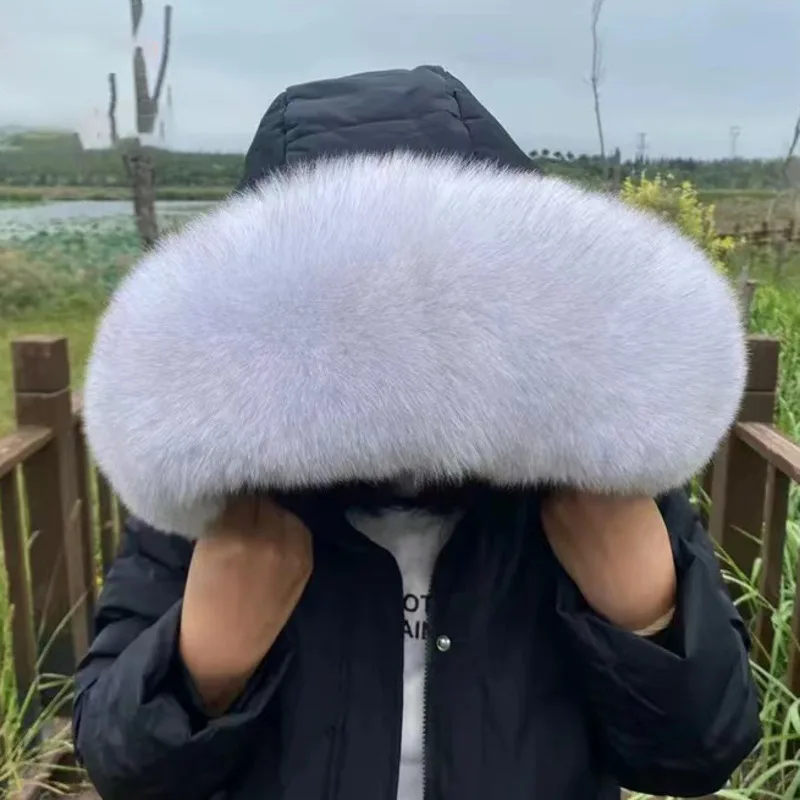 Echt Fox Pelz Kragen Für Mantel Kapuze Dekore Frauen Männer Winter Luxus Pelz Schal Echte Weibliche Pelzigen 100% Natürliche Pelz Schals Schals