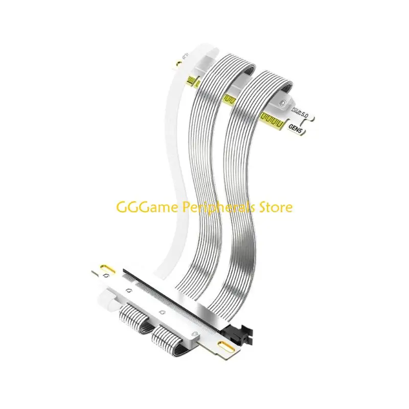 U55B Inverted GPU Layout Cable PCIe 5.0 x16, Reverse Flat Ribbon Extension with Silver Body for SFF Build Installation