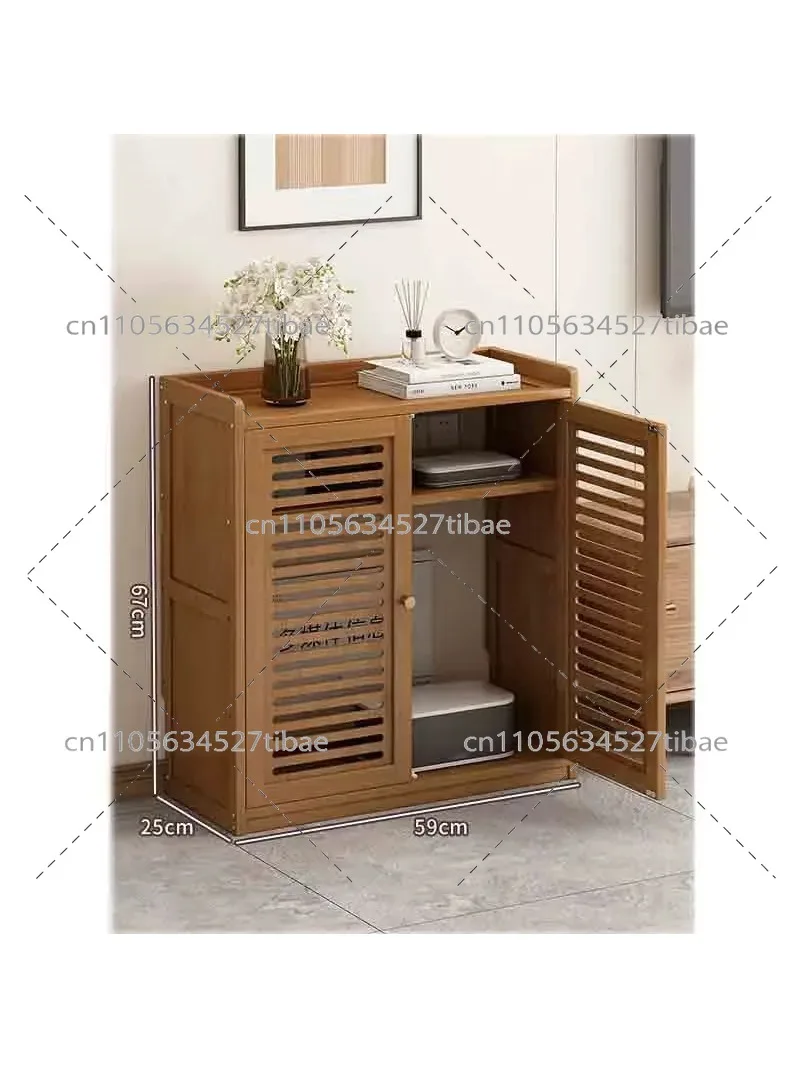 Wireless WiFi Router Storage Cabinet with Power Strip & Cable Organizer - Floor Standing Router Box for Home and Office