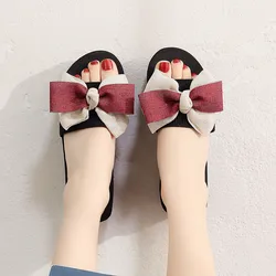 Sandals For Women Sandals Breathable Flip-Flop Beach Fashion Slippers Wedge Bowknot Toe Women Open Women'S SandáLias Planas