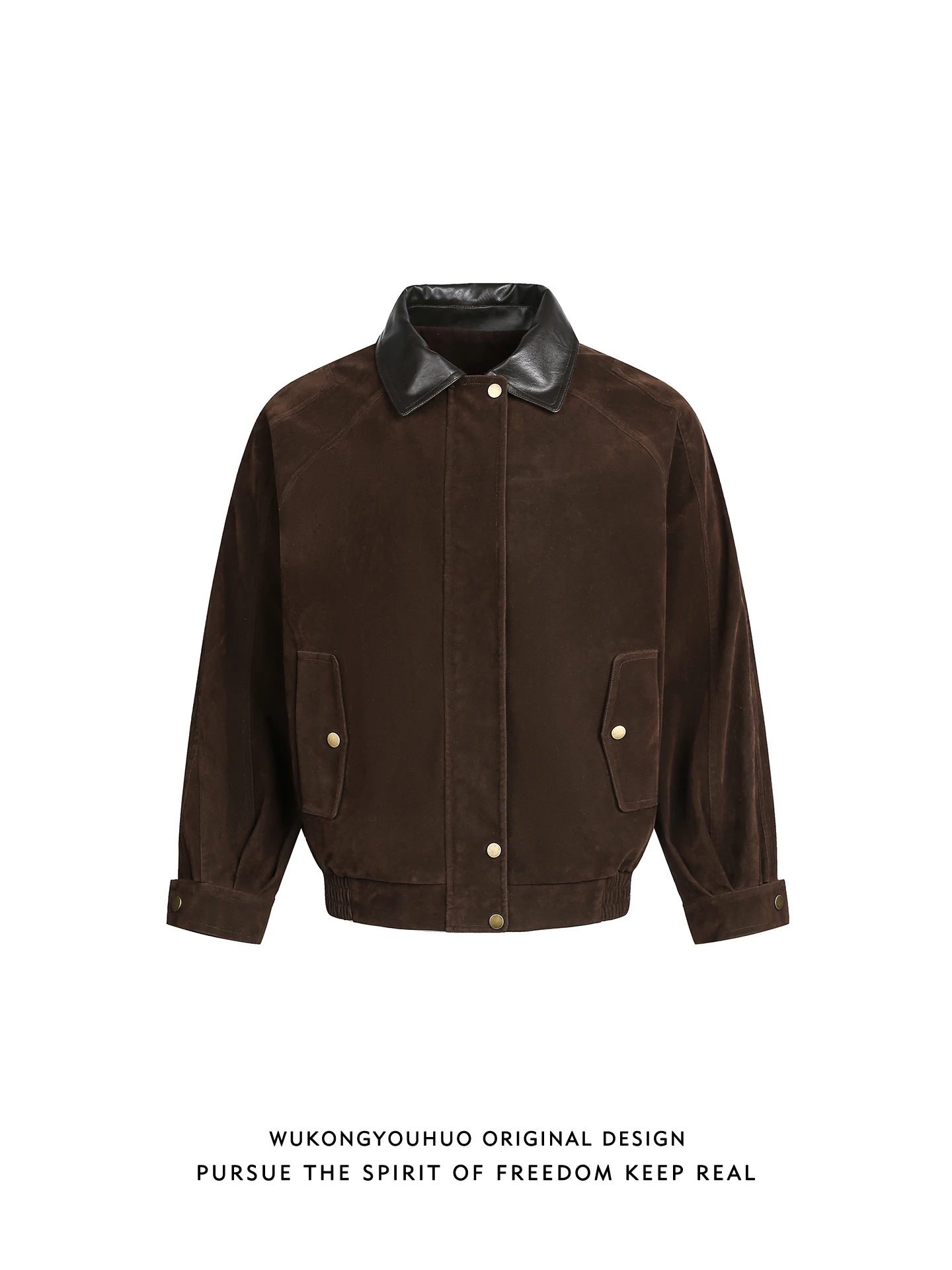 

Ski Velvet Lapel Jaet Men's Loose Retro American Sle Splicing Outerwear Youth ular Spring Season Casual Faion