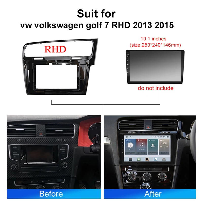Car Radio For VW Volkswagen Golf 7 2013 2015 RHD Android 2 Din Stereo Mounting Bezel Faceplate Frame Kit