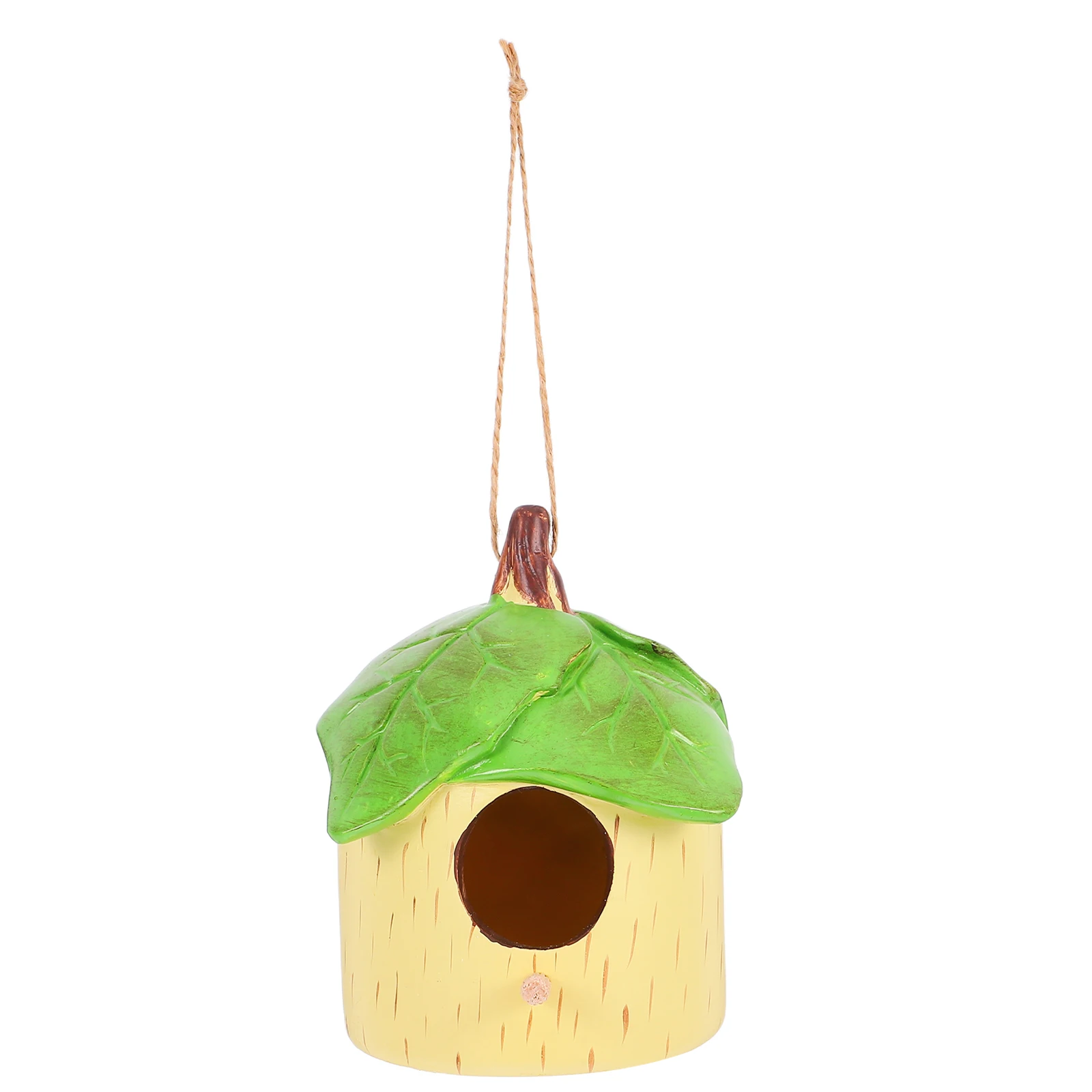 

Bird House Decoration Hanging Leaf Shape Resin Material Outdoor Garden Small Bird House for Backyard Decorative Home