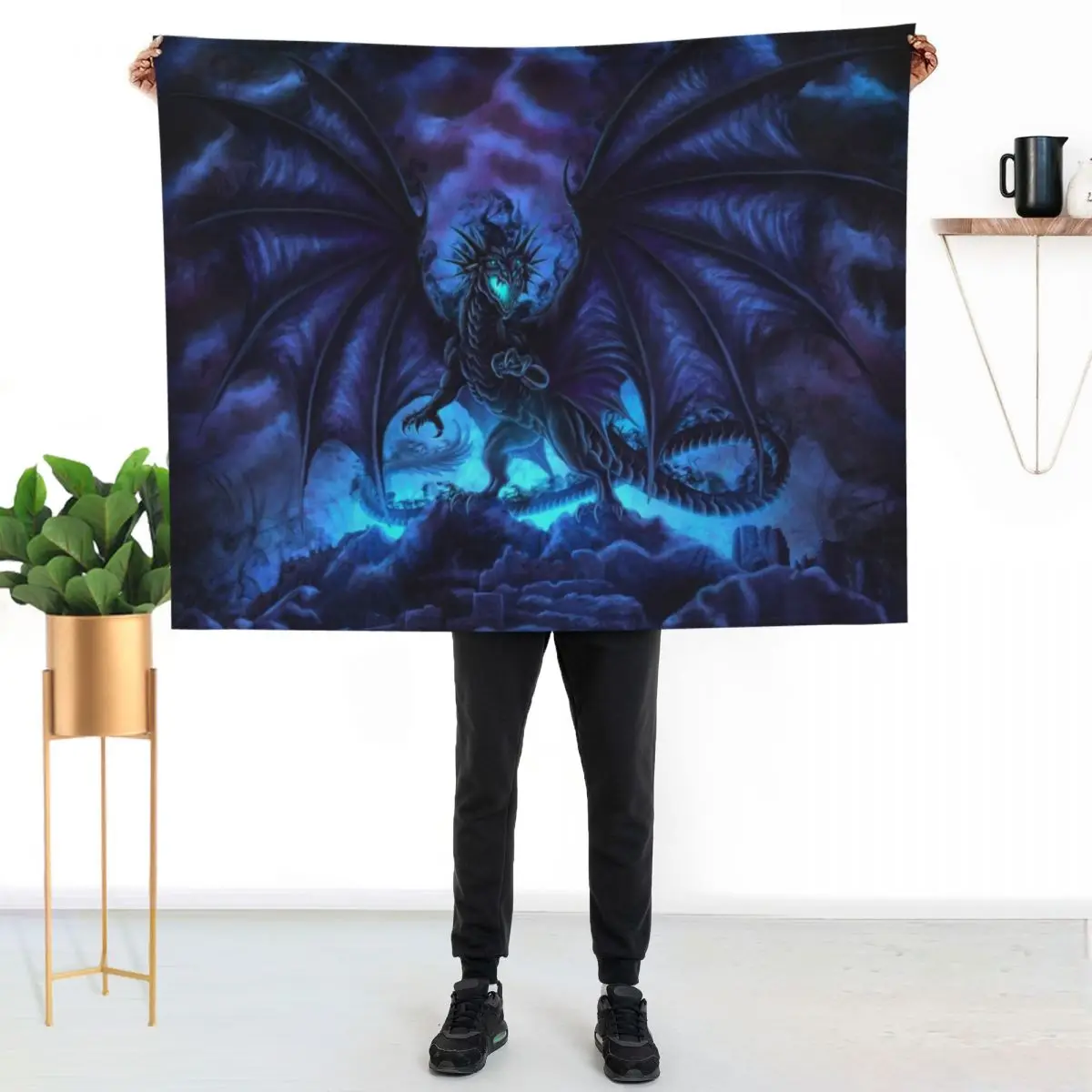 Shadow Dragon Throw Blanket Soft Sherpa Fleece Warm Blanket for Winter