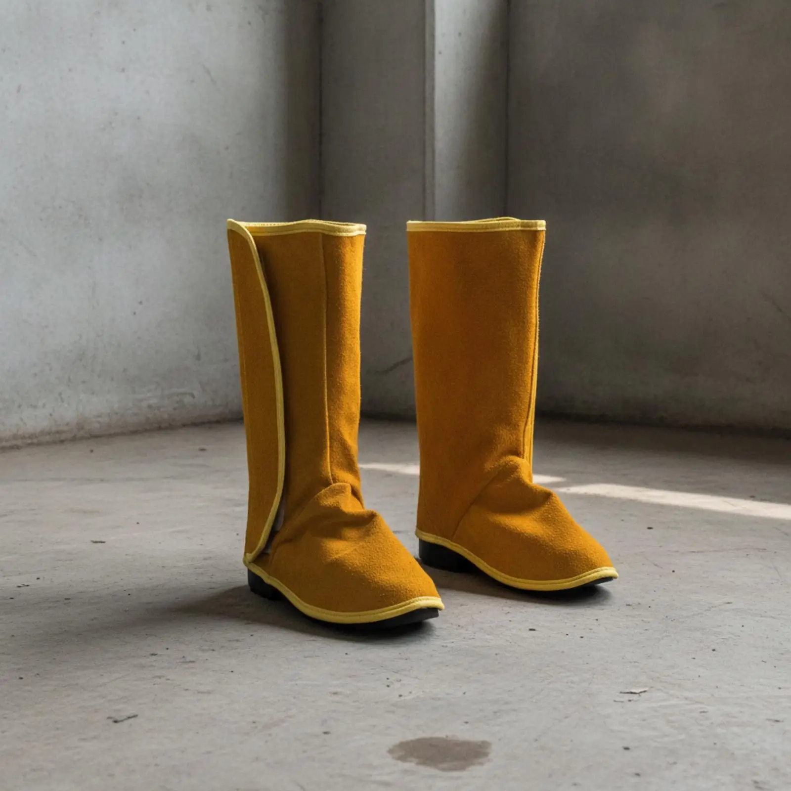 Tall Top Grain Leather Welding Leg Guards for Metalworking Split Cowhide Boot Style Spats for Lower Leg Protection Workshop