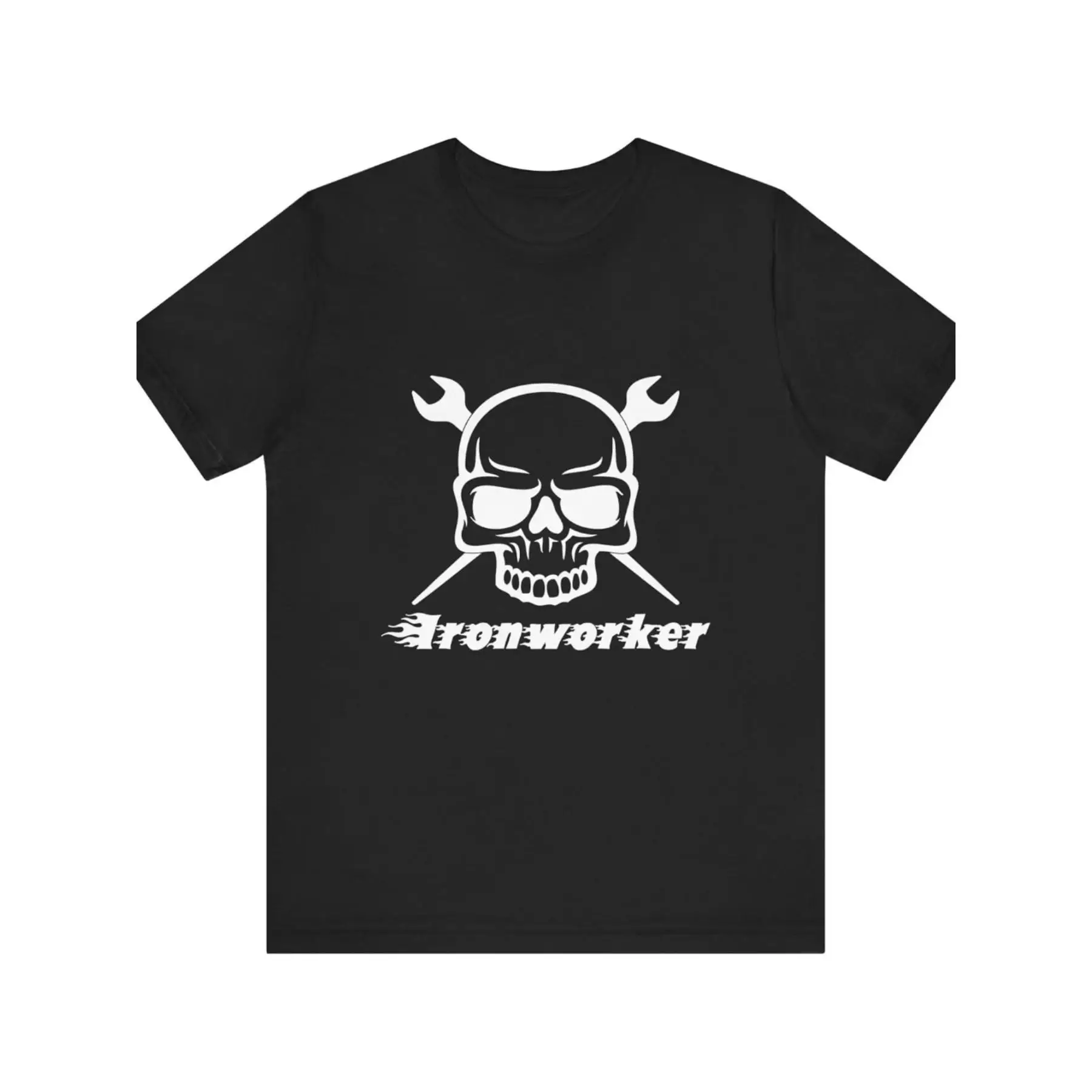 

Men's Ironworker T-Shirt | Skull Wrench Heavy Industry Graphic Tee | Construction Welder Dad Gift Hard Hat Top