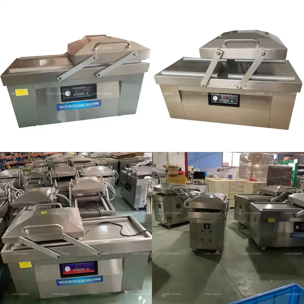 

Industrial Double Chamber Vacuum Sealer Commercial Food Meat Vaccum Packing Sealing Machine LRSSZK400-2