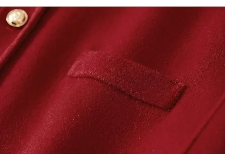 SENTUBILA Damen Kurze Jacke aus reiner Wolle 2026 Rundhals Langarm Mantel mit Taschen Winter Warme Damen-Oberbekleidung für den Arbeitsweg W54OG3692X – Detail 39