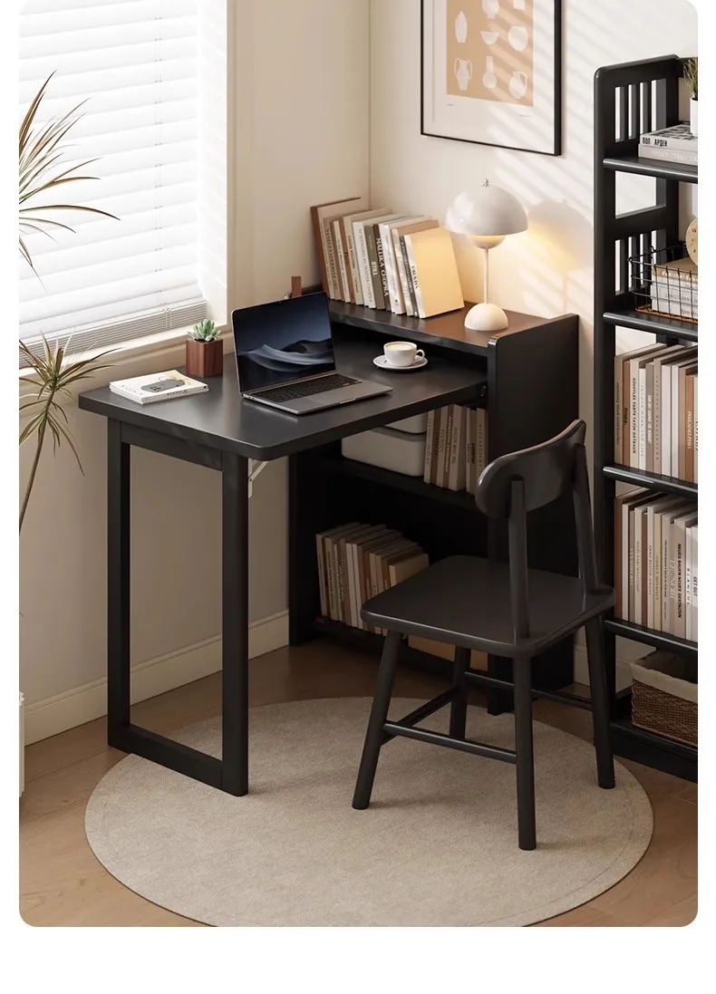 

Solid wood desk bookshelf integrated household simple folding storage computer desk office writing desk bedroom dormitory table