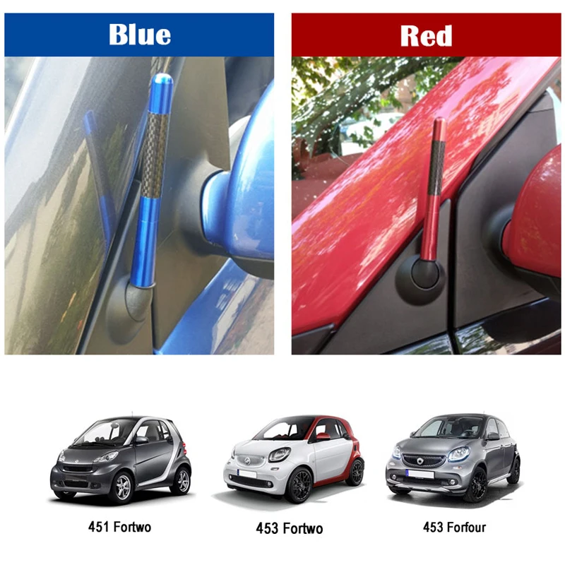 12cm Carbon Fiber Roof Radio Car Antenna Enhanced Signal Aerial For Smart Eq Fortwo Forfour 453 451 450 Car Refit Accessories