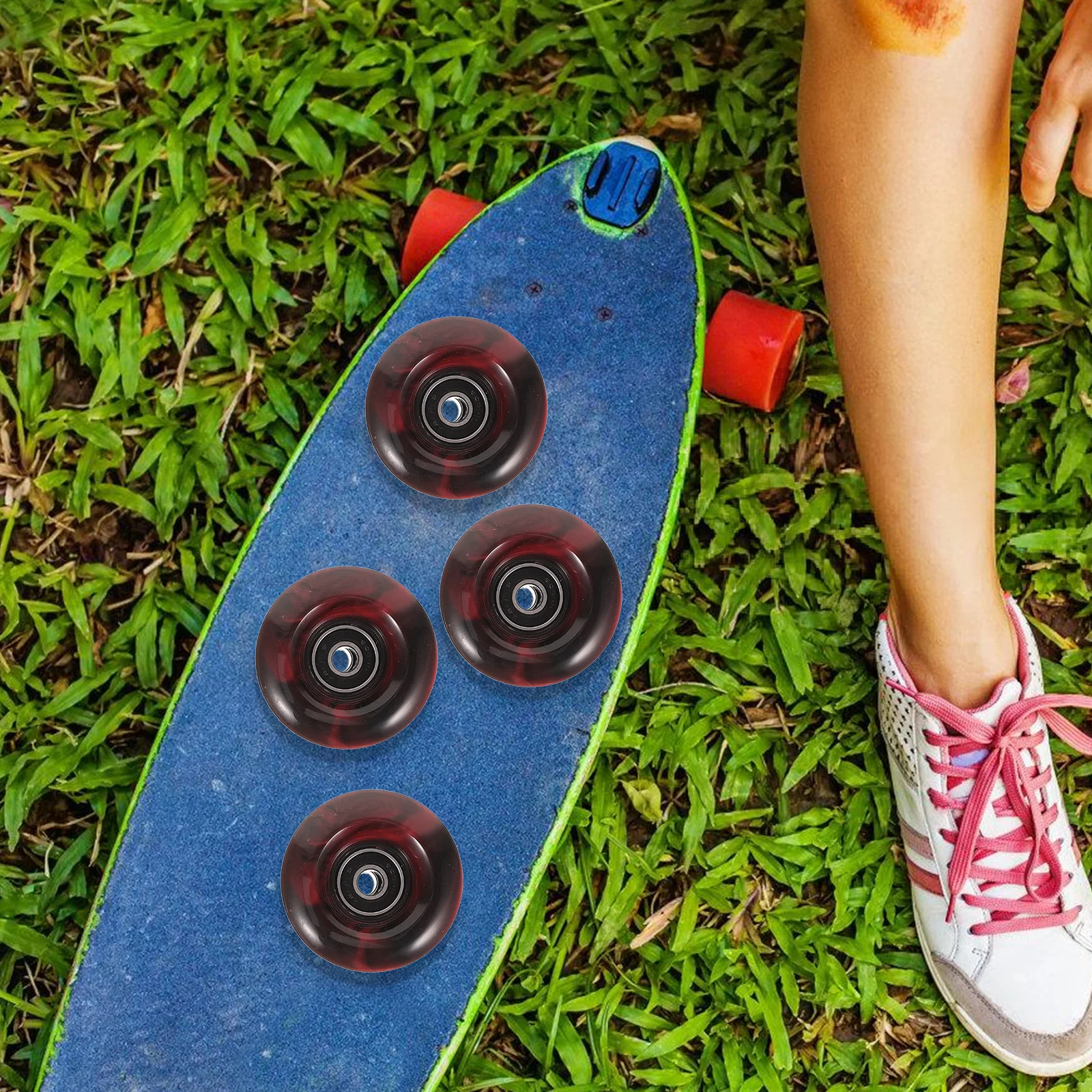 

4 Pcs Roller Skate Wheels Replacement Skateboard Long-Board Portable Outdoor Pu