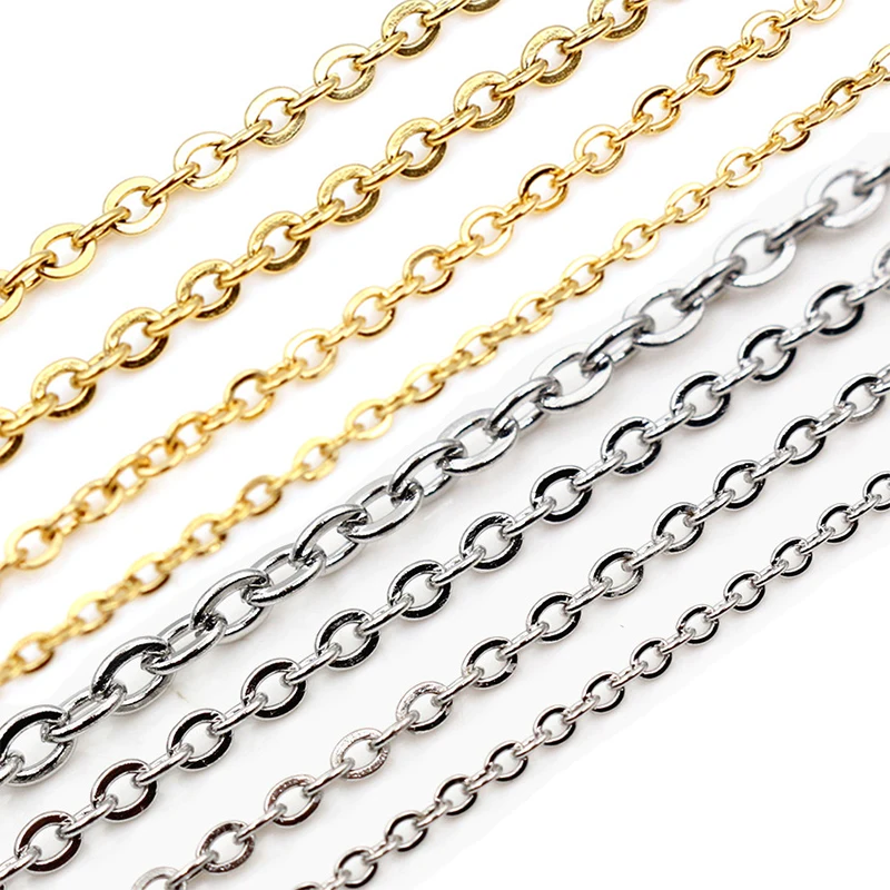 5 Meters/Lot Never Fade Stainless Steel Squash Cross Necklace Chains For DIY Jewelry Findings Making Materials Handmade Supplies