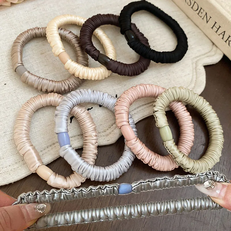 

1/10 шт., однотонная женская резинка для волос из чистого шелка, высокая эластичность, веревка для волос, резинка для волос, держатели для хвоста для девочек, модные головные уборы