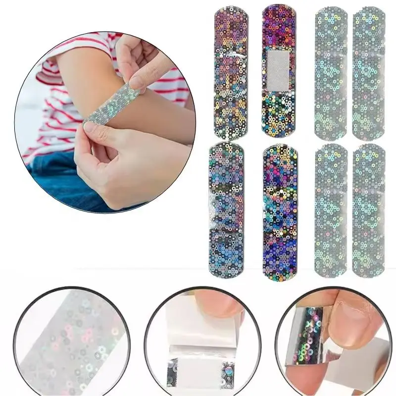 50pcs/lot Laser Color First Aid Band Aid Strips Adult Kids Plasters Wound Dressing Patch Waterproof Adhesive Bandages