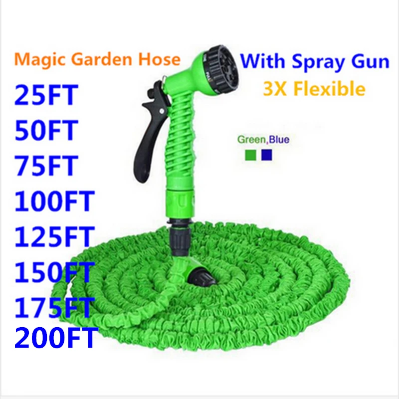 Expandable Magic Flexible Garden Hose To Watering With Spray Gun Garden Car Water Pipe Hoses Watering 25-200FT