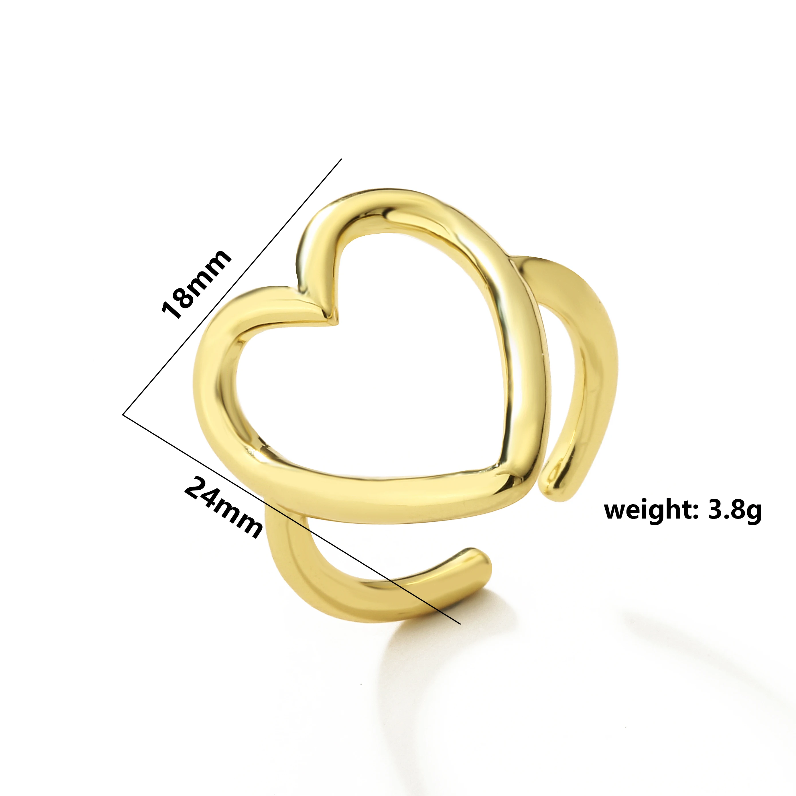 HECHENG ، النحاس خواتم للنساء القلب ستار قابل للتعديل البنصر موضة مجوهرات الحفلات هندسية الجمالية المفتوحة الدائري