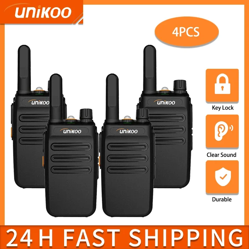 

4PCS UNIKOO UK236 Mini Walkie Talkie PMR FRS Long Range Rechargable Portable Two Way Radio Type-C Charger for Camping Trip