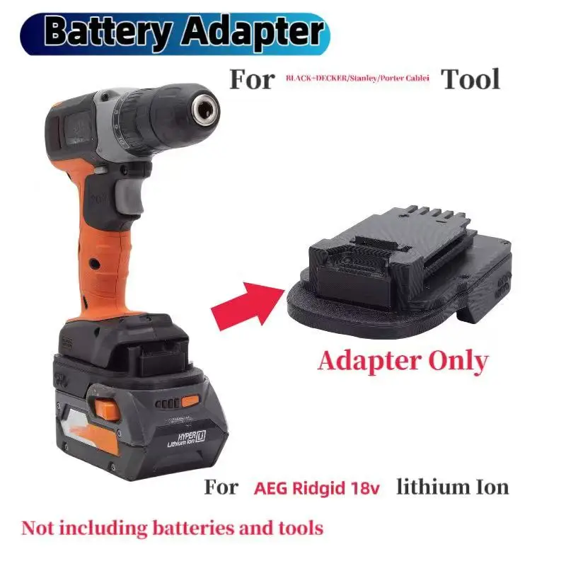 Battery Adapter for Ridgid AEG18v Lithium To BLACK+DECKER/Stanley/Porter Cablei Tools Converter(Not include tools and Battery)