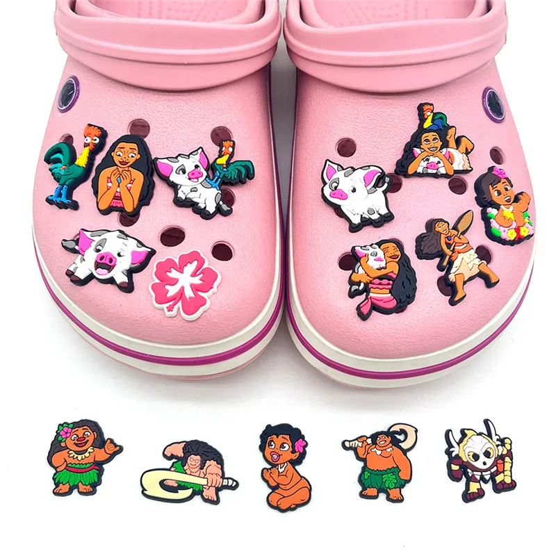 

15pcs Moana Shoe Accessories For Crocs Ocean Princess Diy Fashion Shoe Charms Heart Bow And Musical Notes Footwear Accessories