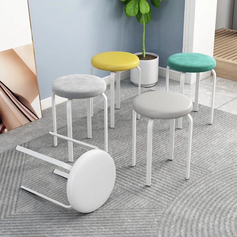 

#Modern Stackable Metal Dining Table Stool & Storage Bench with Leather Upholstery for Home Restaurant Hotel Use