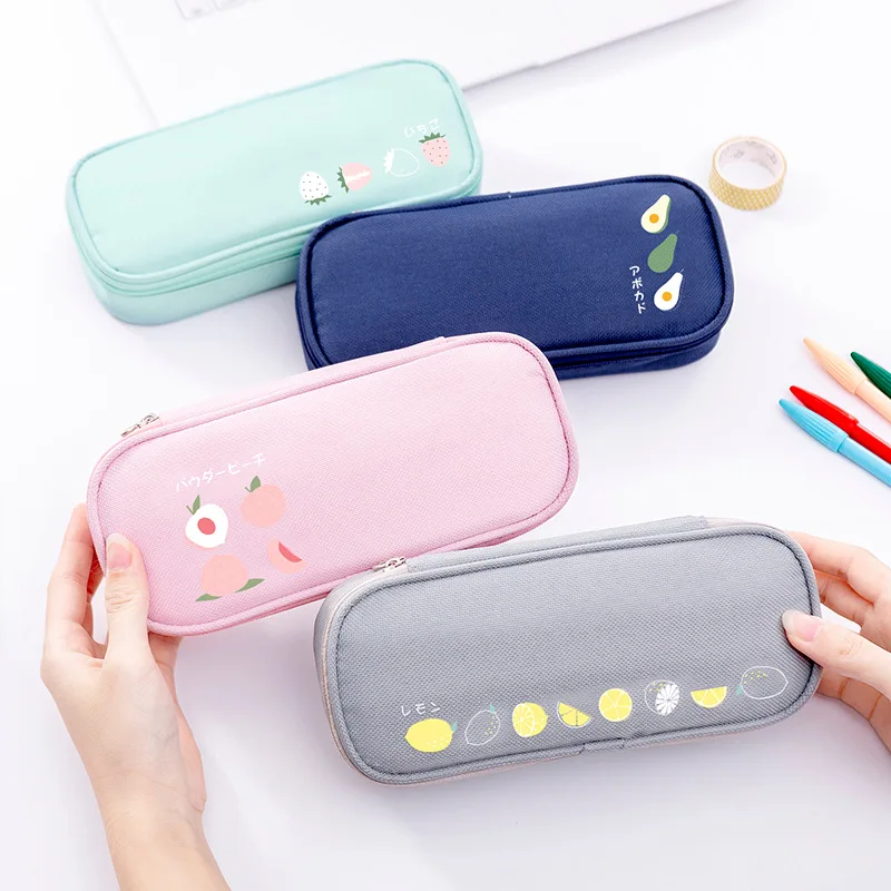 Simple student stationery storage creative stationery box Oxford cloth fruit pencil case large capacity pencil case