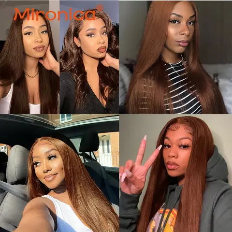 Rak Chokladbrunt 1/3/4 Bundles av Äkta Hår, Äkta Hårvävningar, Remy-hårförlängningar för kvinnor, 100 g/st 6 best sales bruna hårförlängningar - №3