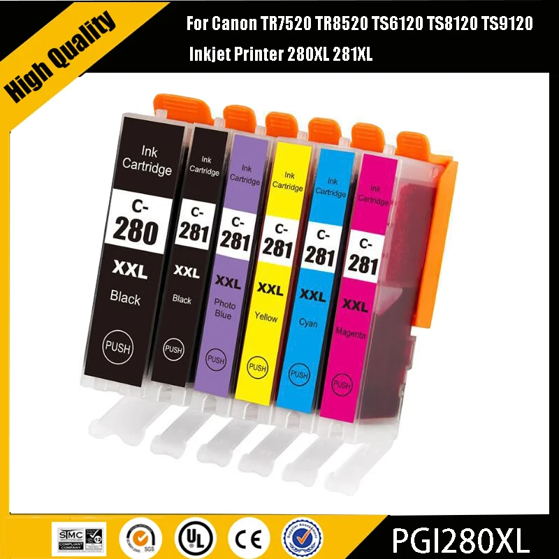 einkshop PGI-280 CLI-281 PGI280 Ink Cartridge For Canon PGI 280 CLI 281 CLI281 PIXMA TR7520 TR8520 TS6120 TS8120 TS9120 printer