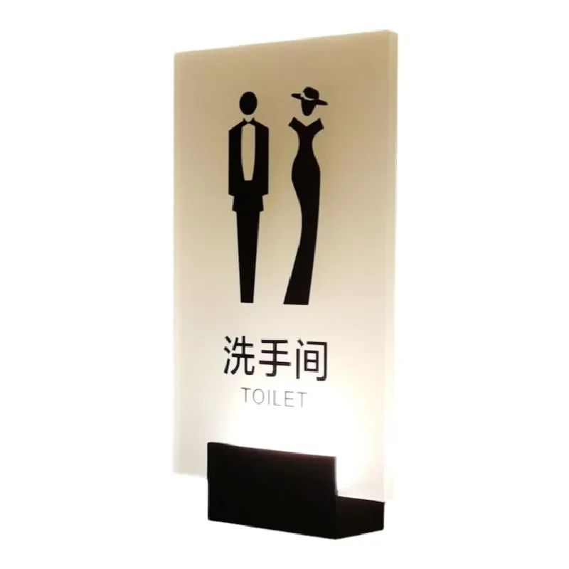 Custom Hanging Acrylic Restroom Male Female Electronic Toilet Sign Led Lighting Bathroom Signage