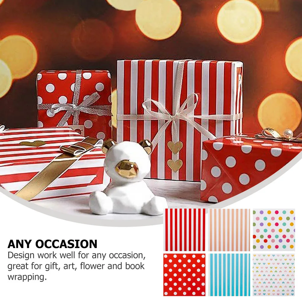 

6 Sheets Gift Wrapping Paper Beautiful Creative Design for Holiday Mother's Day Graduation Craft Packaging