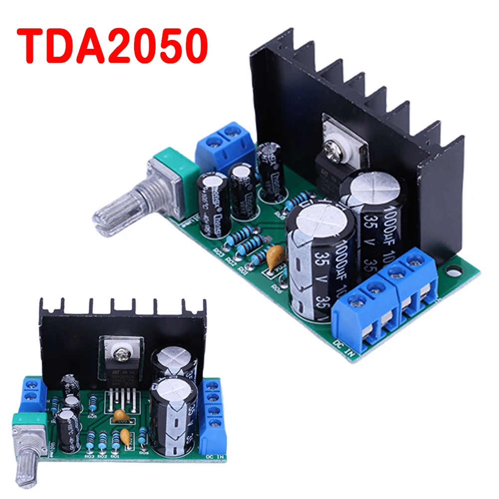 TDA2050 Mono Audio Power Amplifier Board 1-2A Audio Amplifier Module 10-100W Stereo Power Amplifier 1-Channel DC/AC 12-24V