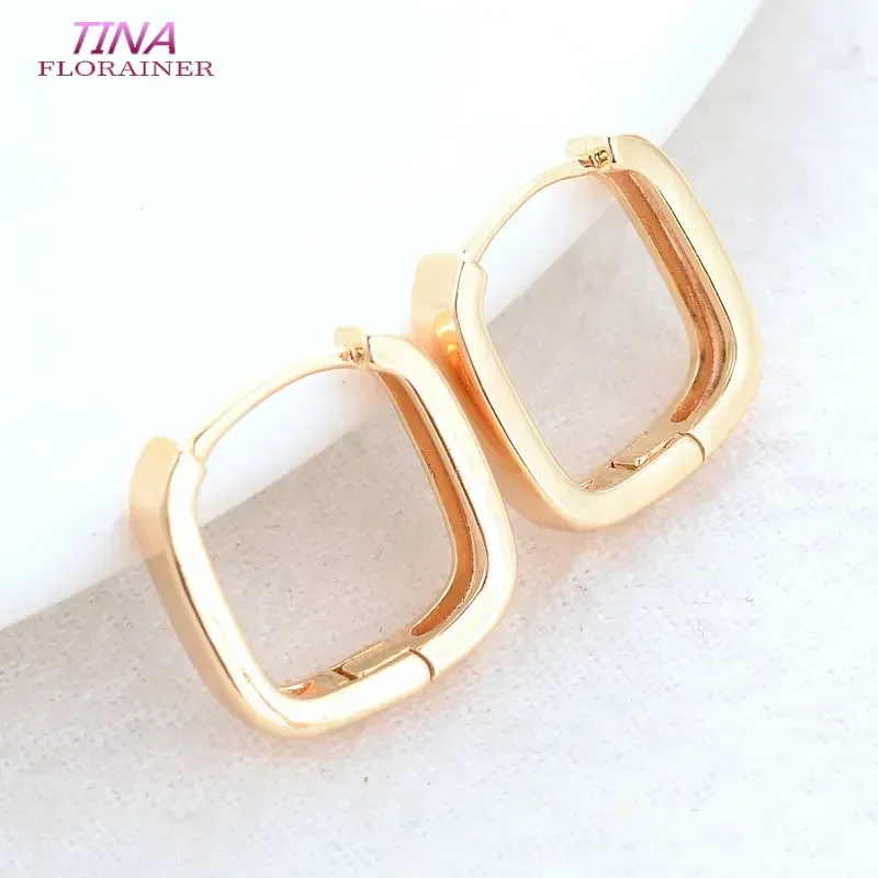 15.5MM 14K Gold Color Brass Square Earrings Hoops High Quality Jewelry Making Supplies Diy Findings Accessories