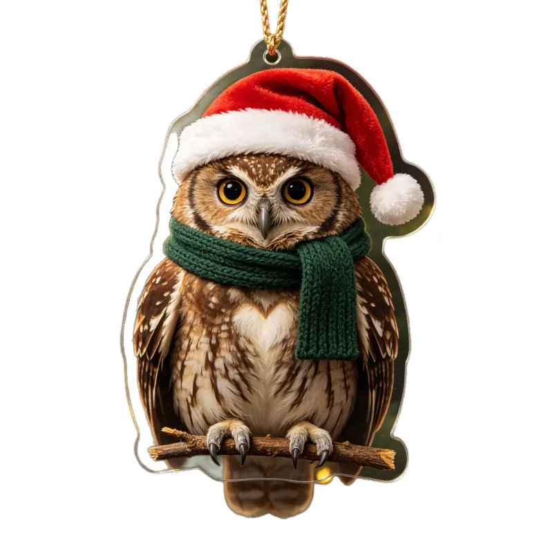 24 Day Christmas Countdown Calendar 2D Acrylic Owl Countdown Box for Decor of Christmas Tree Family Party Christmas Gift