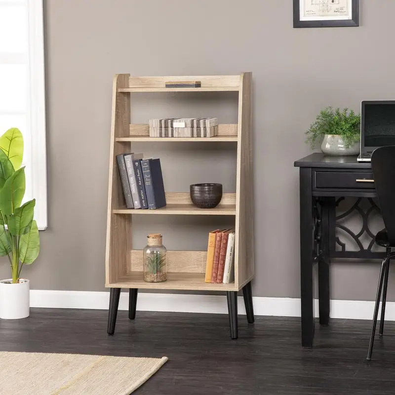 

Natural Midcentury Modern Bookshelf - Stylish Wooden Storage Unit for Home or Office