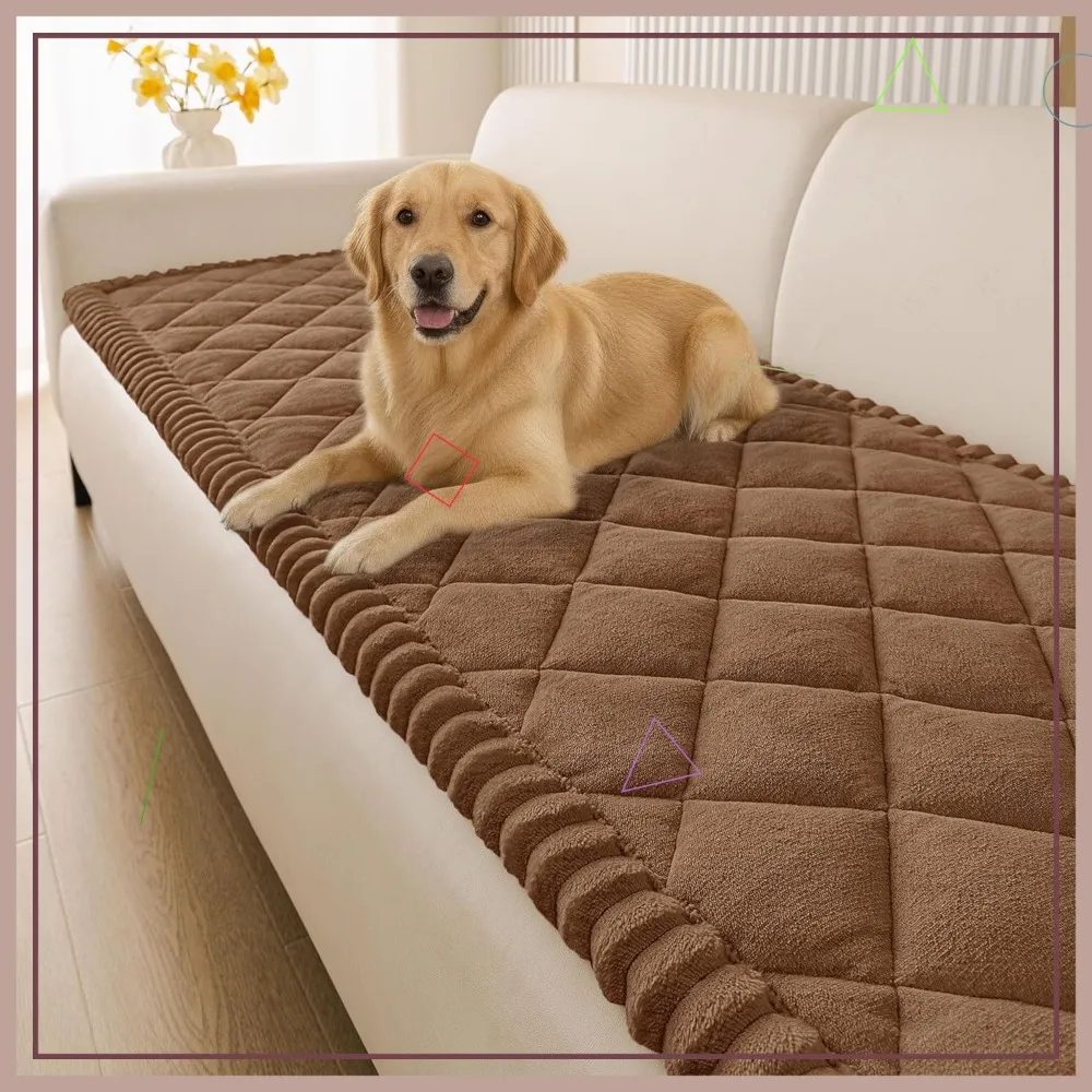 

Non Slip Washable Pet Sofa Cover, Scratch Proof Hair Resistant Plush Couch Protector for Dogs & Cats, Brown 27.6x88 in