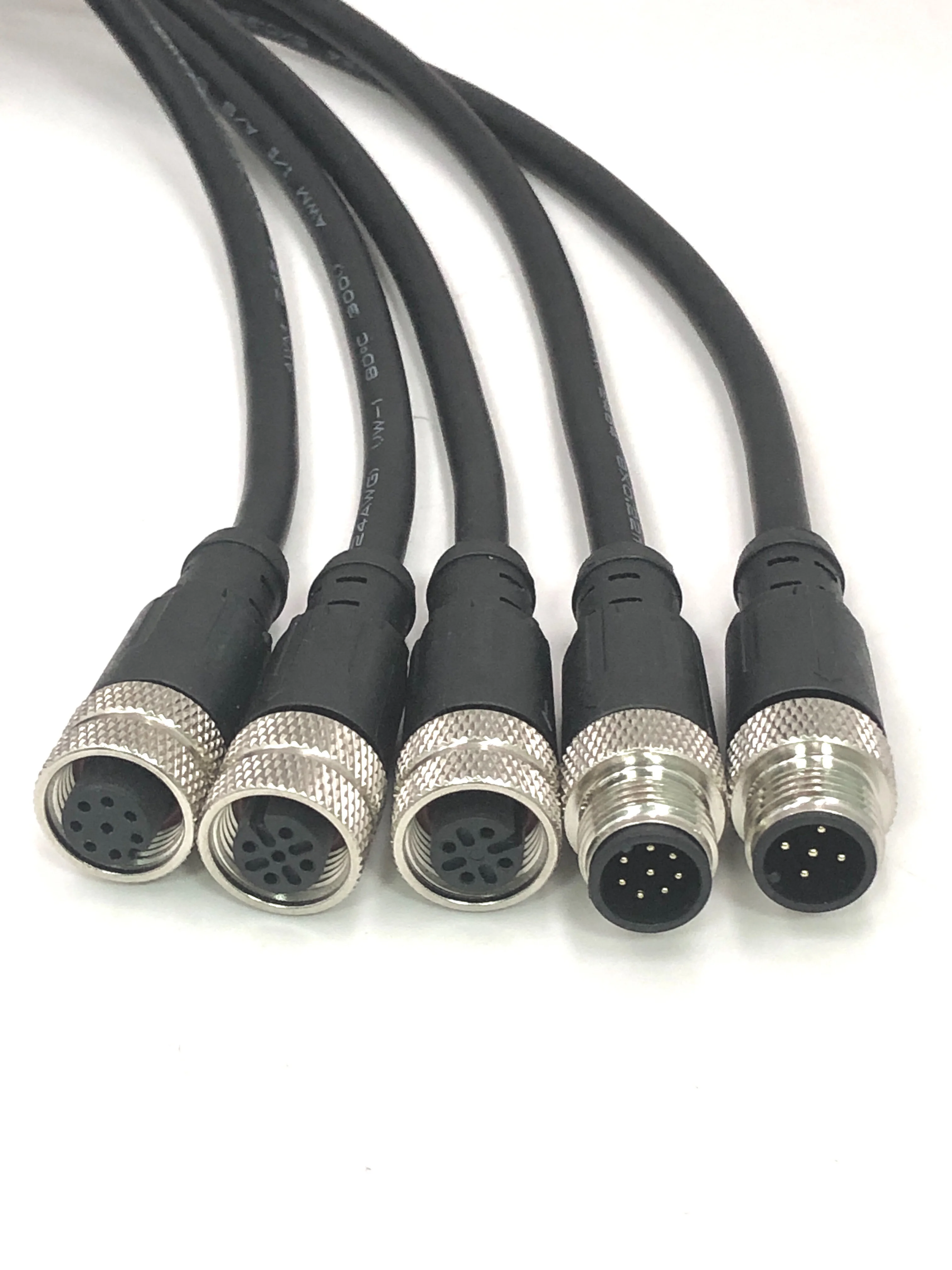 M12 aviation plug connector round aviation plug male and female 458 core pinhole sensor connector with wire 2m