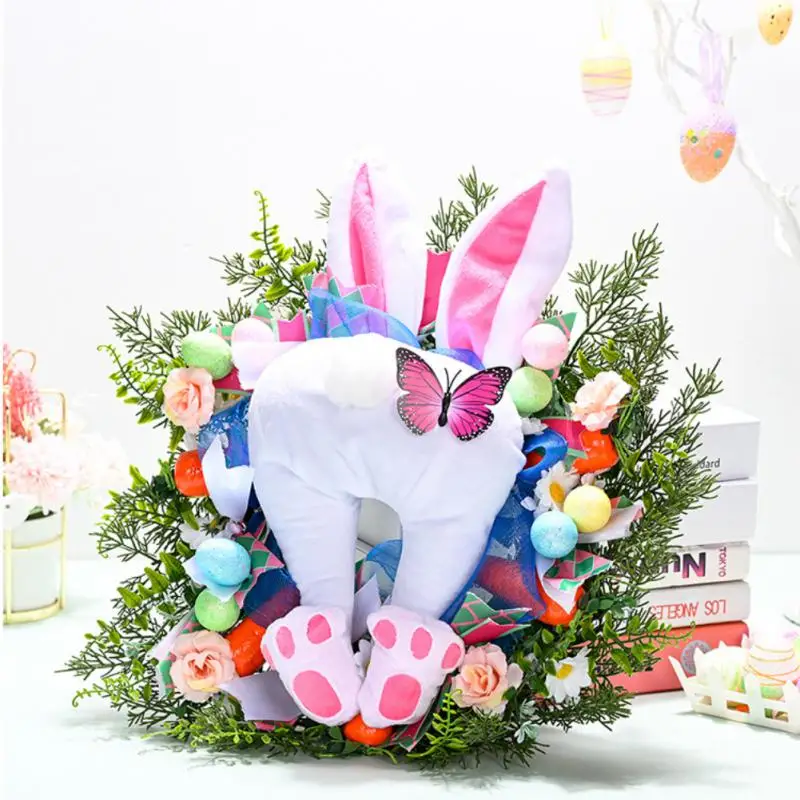 Easterウサギのドアの花輪,easter Bunnyの花輪,家の装飾,壁の装飾,2023