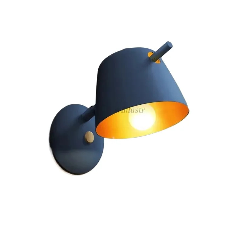 

Macaron Color Frosted Iron Wall Lamp White Blue Black Metal Sconce Hotel Restaurant Corridor Aisle Balcony Bedside Reading Light