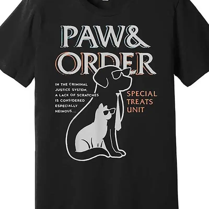 Paw Order T Shirt Funny Men Äôs  Cotton with Dog and C